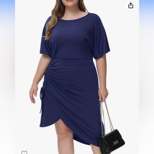 NWT Hanna Nicole Bodycon Plus Size Surplice Ruched Midi Party Drawstring Date